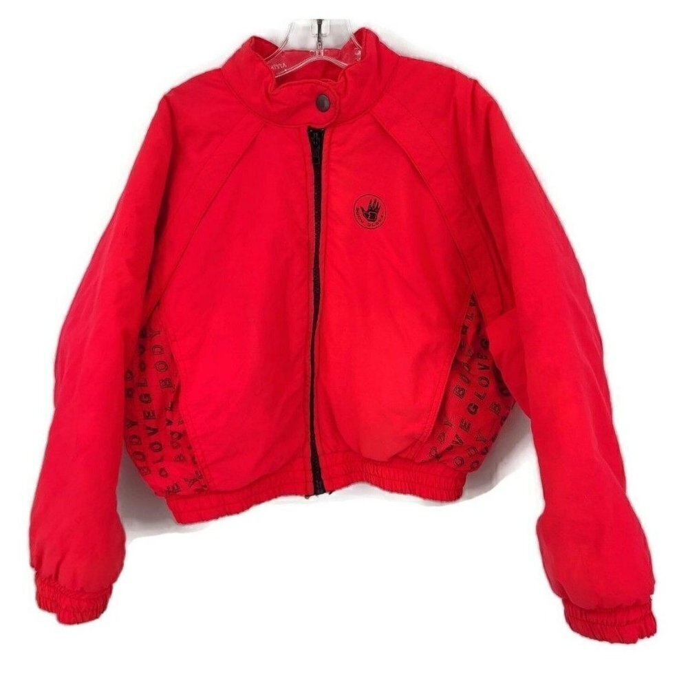 Vintage 80s Body Glove Childs Jacket 4Y? Bright Coral Nylon